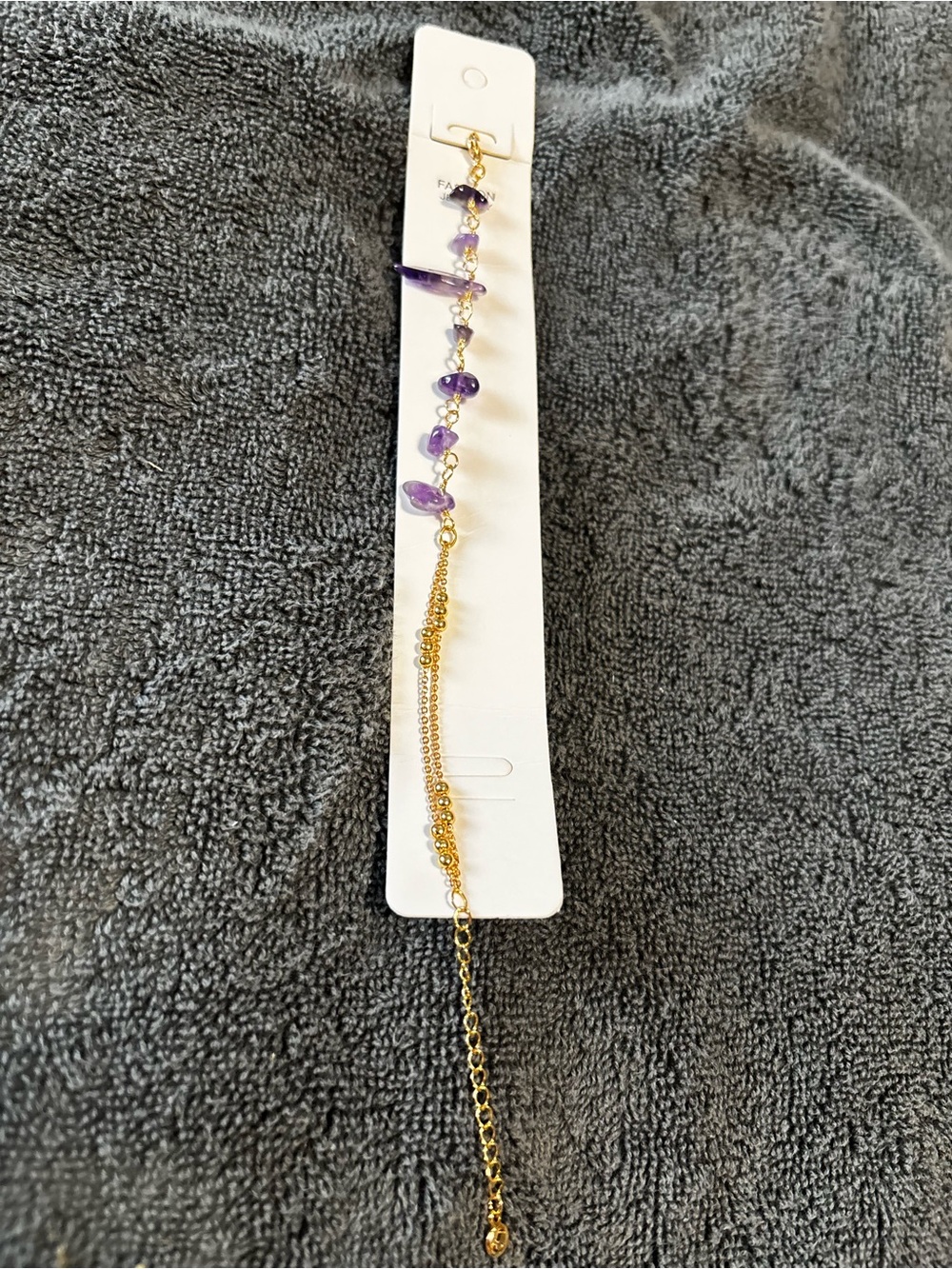 Gold Chain Bracelet with Purple Stone Accents